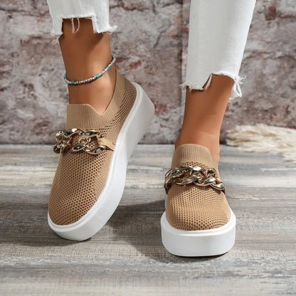 Zapatillas Mujer con Cadena y Suela Gruesa