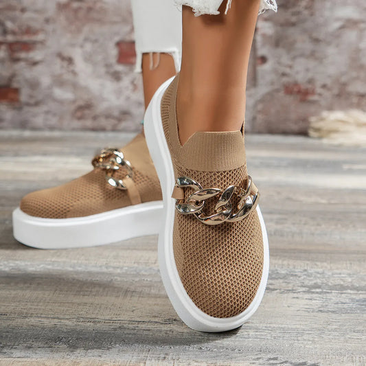 Zapatillas Mujer con Cadena y Suela Gruesa - Vestiria