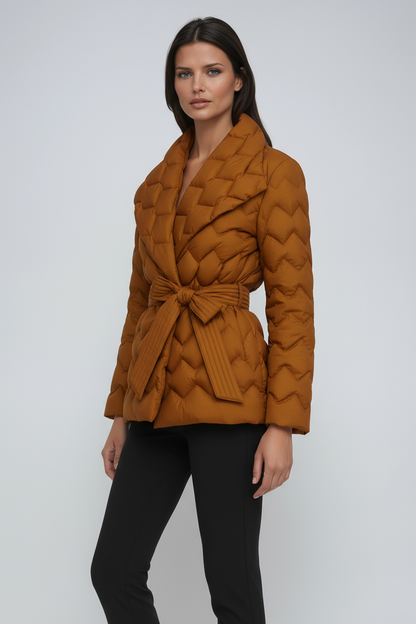 Abrigo Invierno Acolchado Mujer Cinturón Ajustable