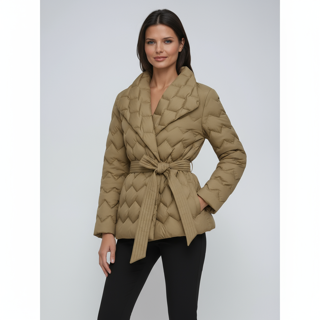 Abrigo Invierno Acolchado Mujer Cinturón Ajustable