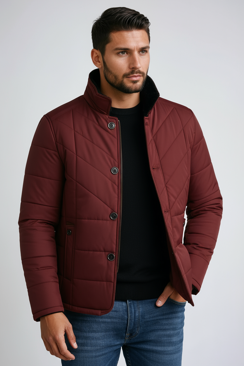 Chaqueta Abultada Hombre Invierno Cremallera Alta