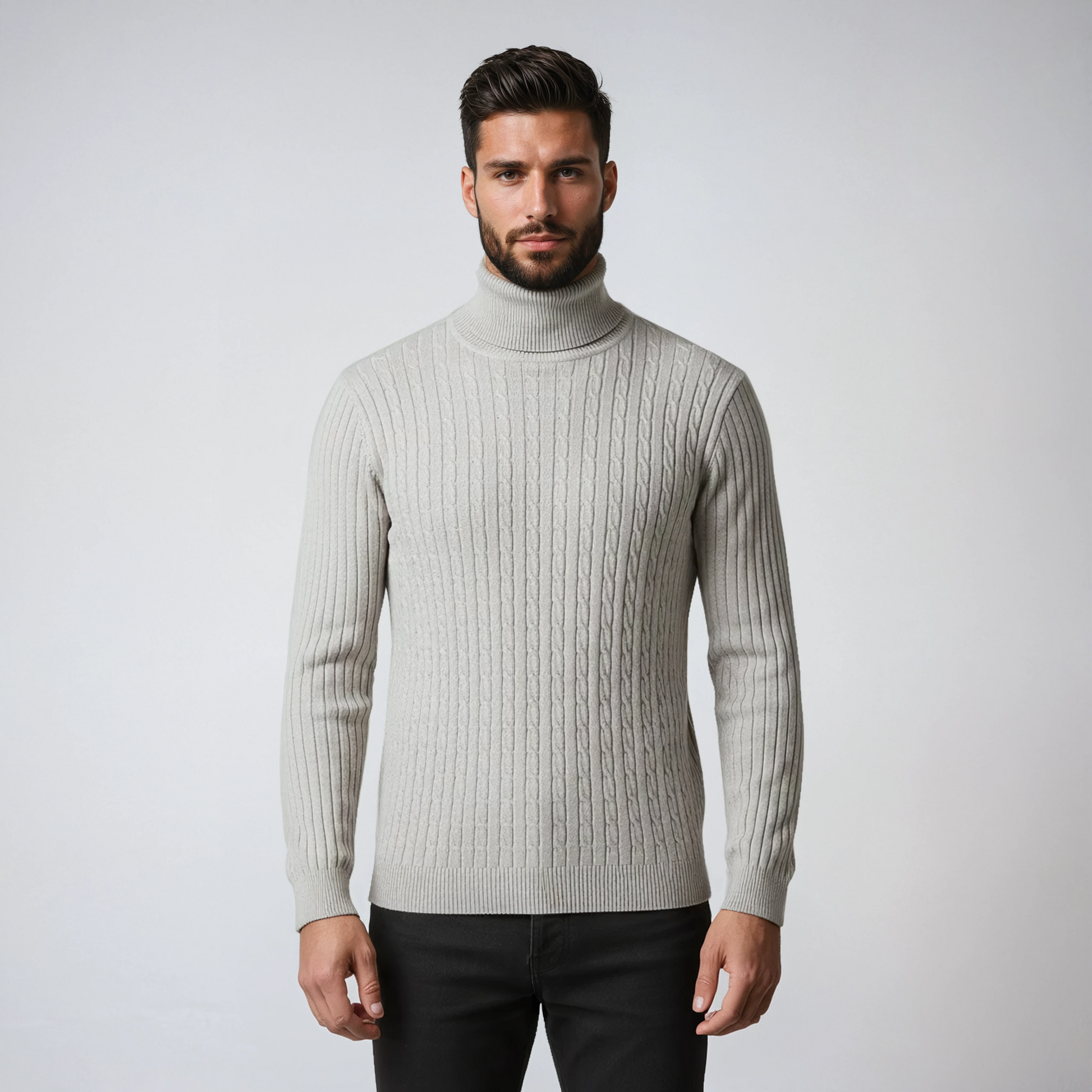 Chaquetón de punto hombre cuello alto abrigado - Vestiria
