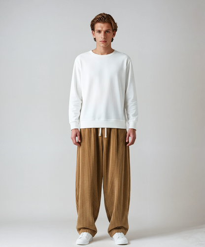 Pantalón Pana Amplio Hombre Cinturón Ajustable - Vestiria