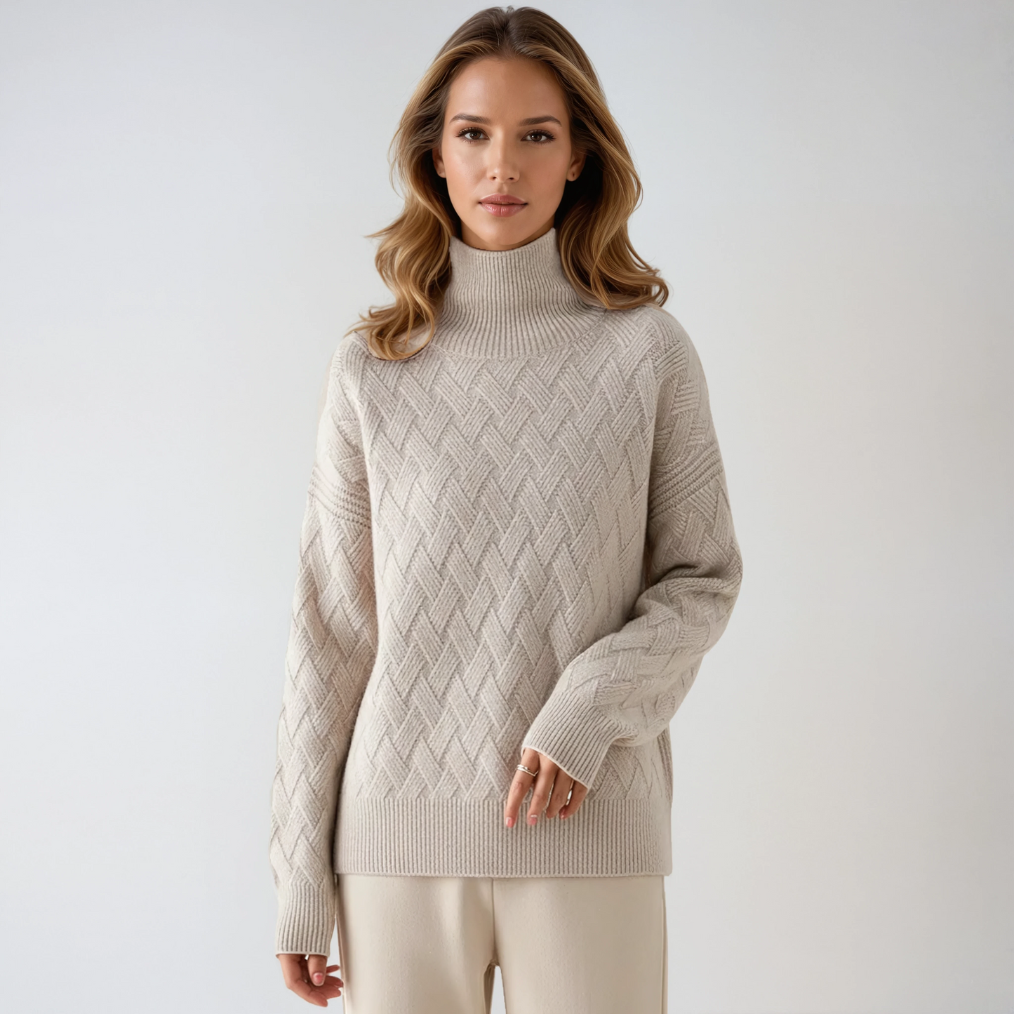 Sudadera mujer cuello alto suave - Vestiria