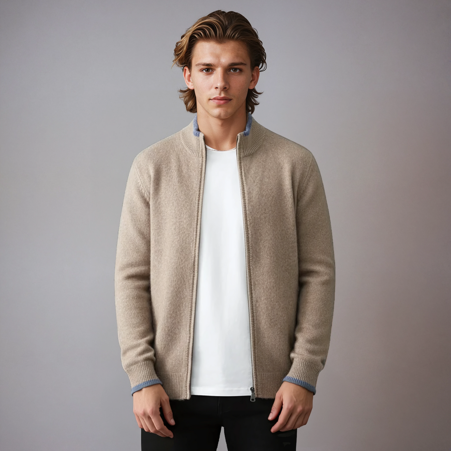 Chaqueta de punto casual con cremallera hombre - Vestiria