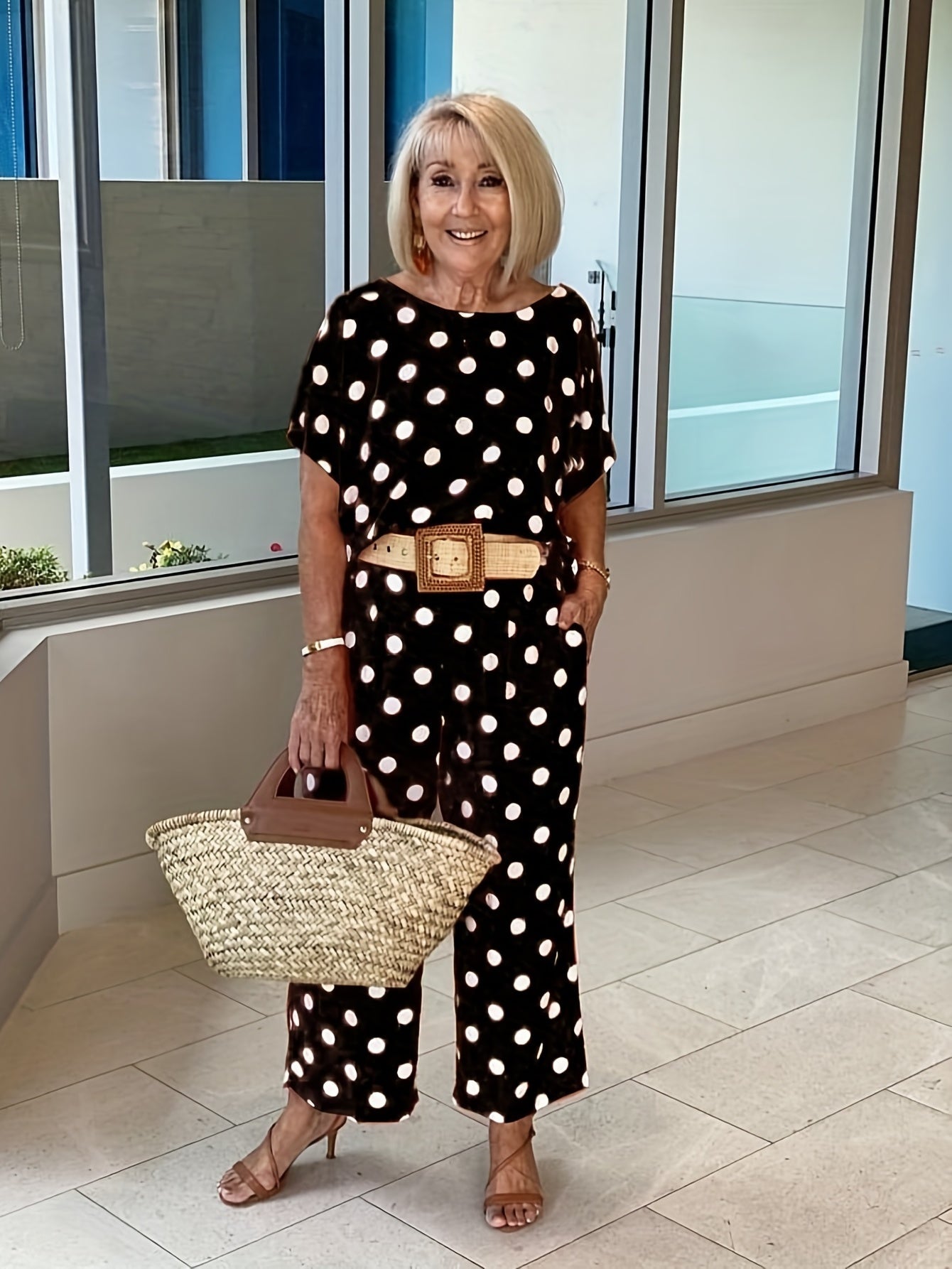 Conjunto de Puntos de Camisa y Pantalón Mujer