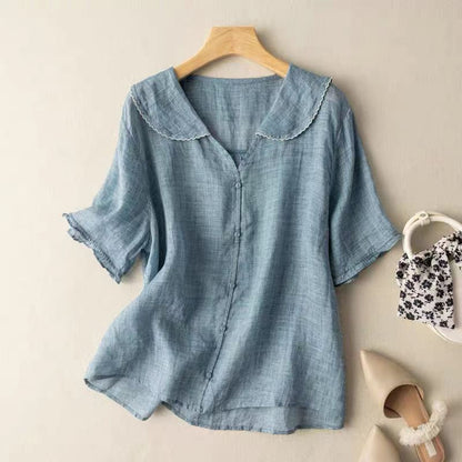 Camisa blanca mujer cuello alto elegante