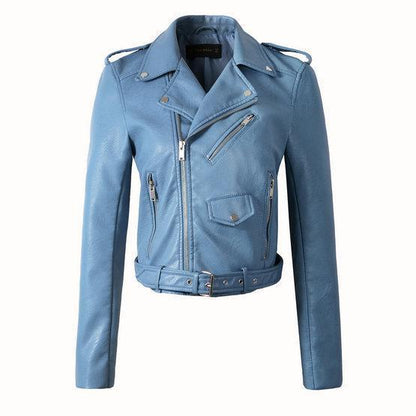 Chaqueta Cuero Mujer Estilo Motero