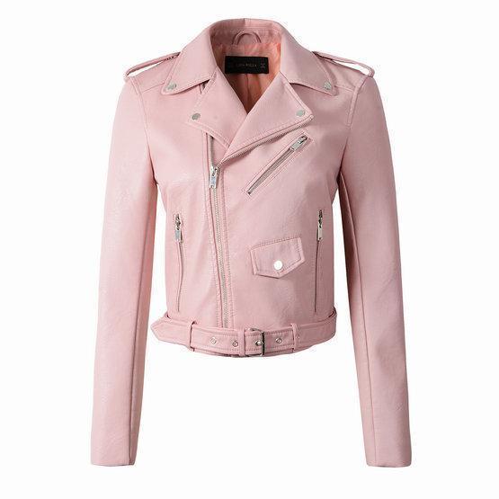 Chaqueta Cuero Mujer Estilo Motero