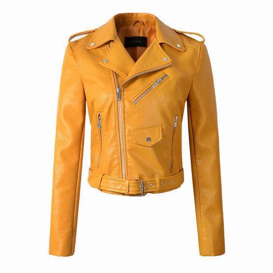 Chaqueta Cuero Mujer Estilo Motero