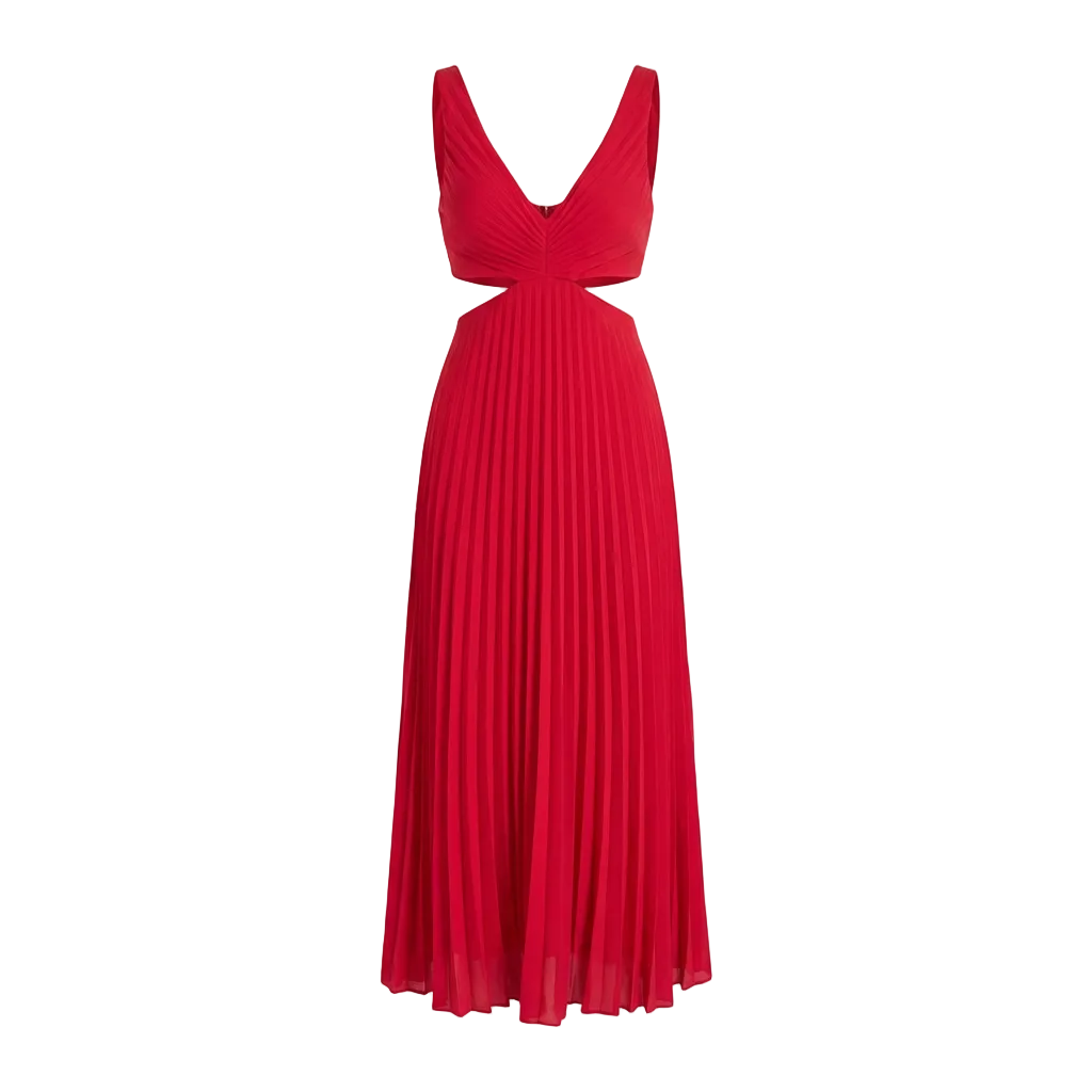 Vestido Plisado Midi Feminino Elegante