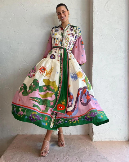 Vestido Largo Estampado Floral Clásico - Vestiria