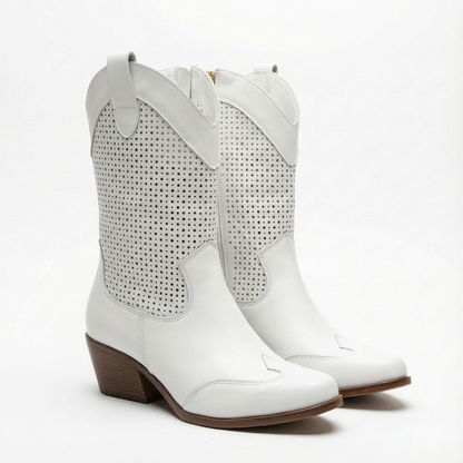 Botas Mujer Tacón Alto Perforación Elegante - Clara Moda