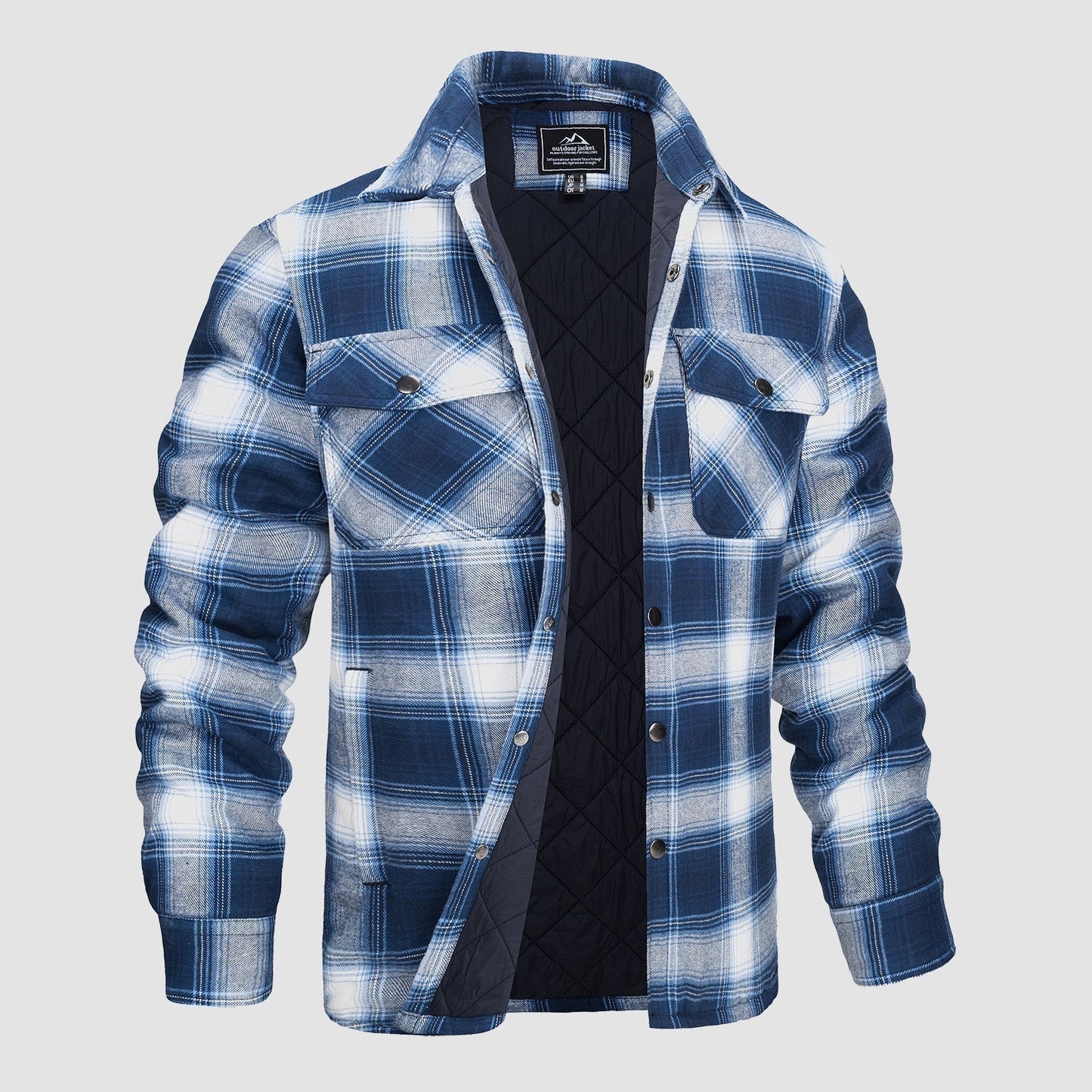Chaquetón de Cuadros Hombre Clásico con Bolsillos