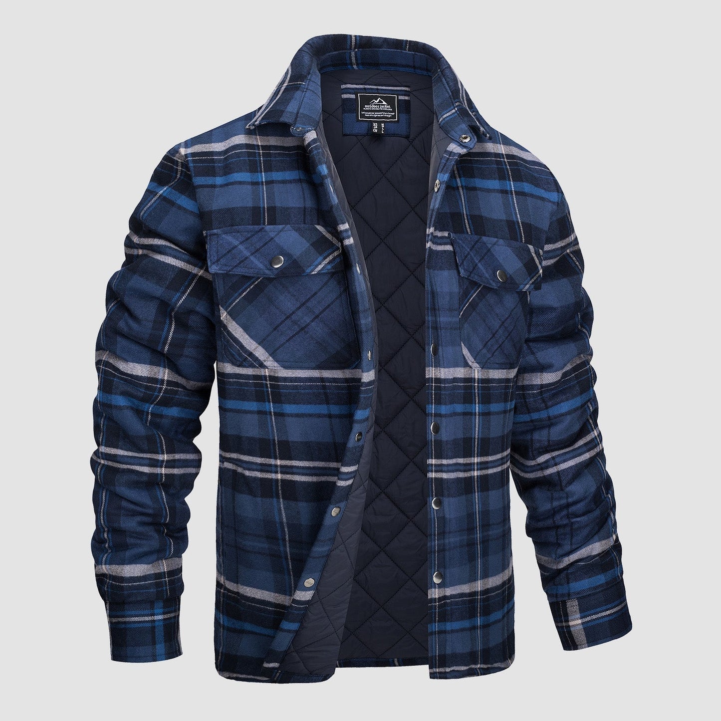 Chaquetón de Cuadros Hombre Clásico con Bolsillos