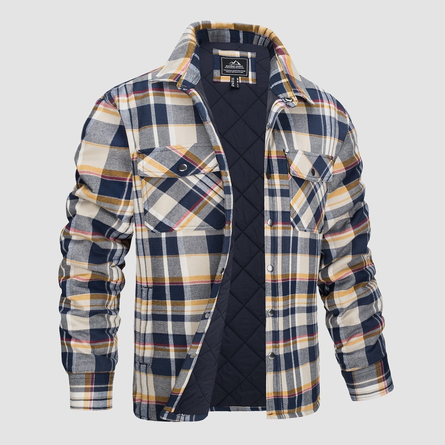 Chaquetón de Cuadros Hombre Clásico con Bolsillos