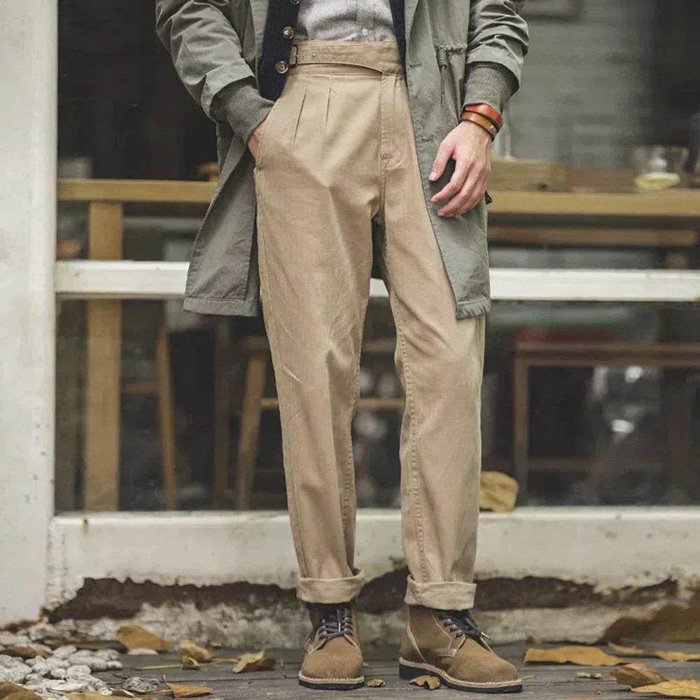 Pantalones Chinos Clásicos con Pliegue - Vestiria