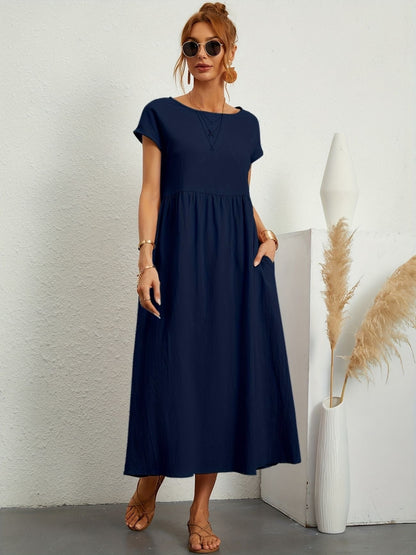 Vestido Lino Chic Mujer Corte Flojo