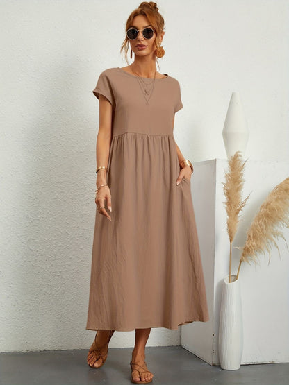 Vestido Lino Chic Mujer Corte Flojo