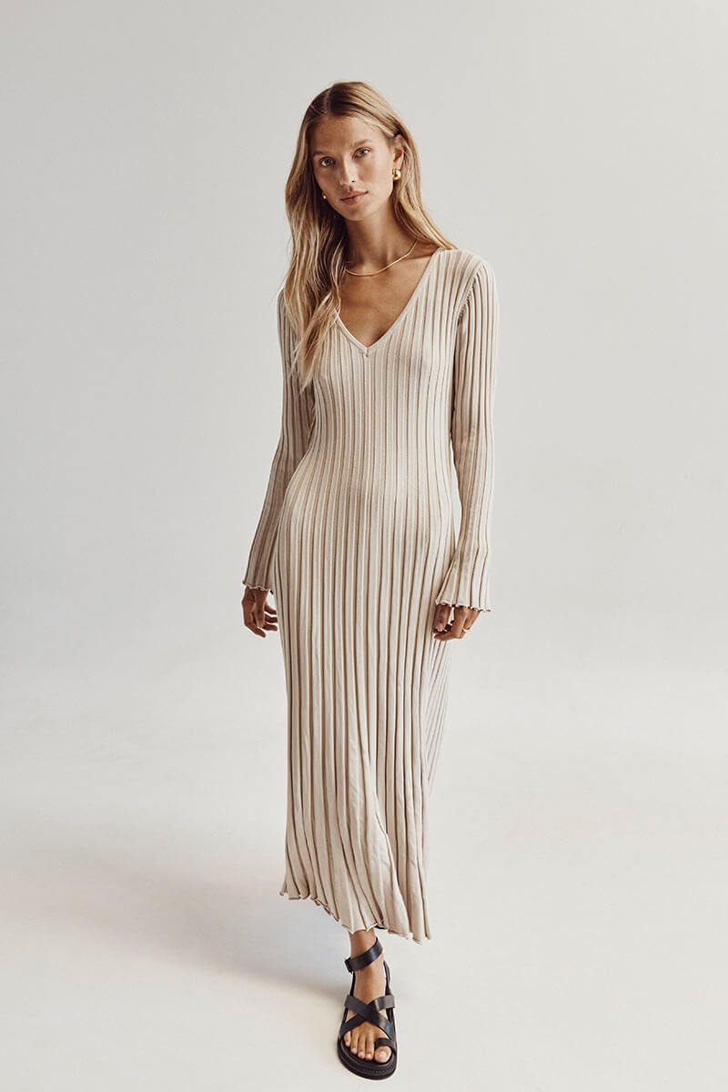 Vestido Malla Cuello V Elegante