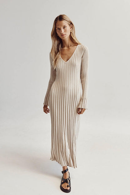 Vestido Malla Cuello V Elegante