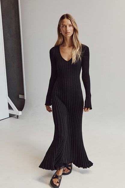 Vestido Malla Cuello V Elegante