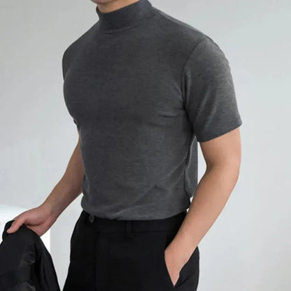 Camiseta Hombre Transpirable Cuello Alto Ajusado