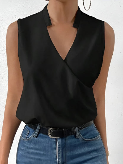 Top Mujer Escote en V Sin Mangas Elegante