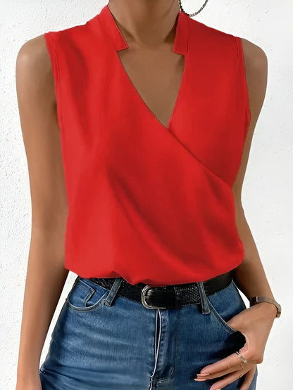 Top Mujer Escote en V Sin Mangas Elegante
