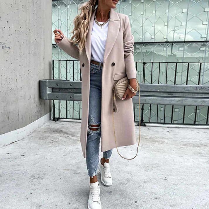Abrigo Mujer Lana Elegante Largo