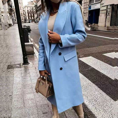 Abrigo Mujer Largo Clásico Con Solapa