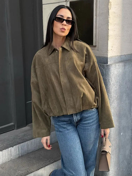 Chaquetón Cuero Clásico Mujer - Vestiria