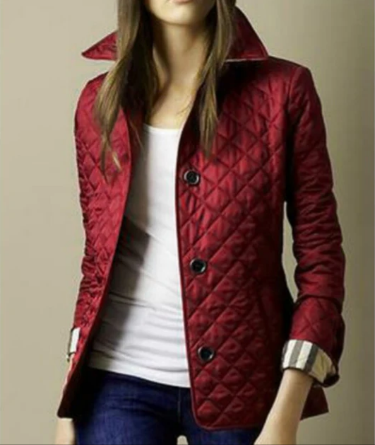 Chaqueta Acolchada Mujer Corta Abotonada