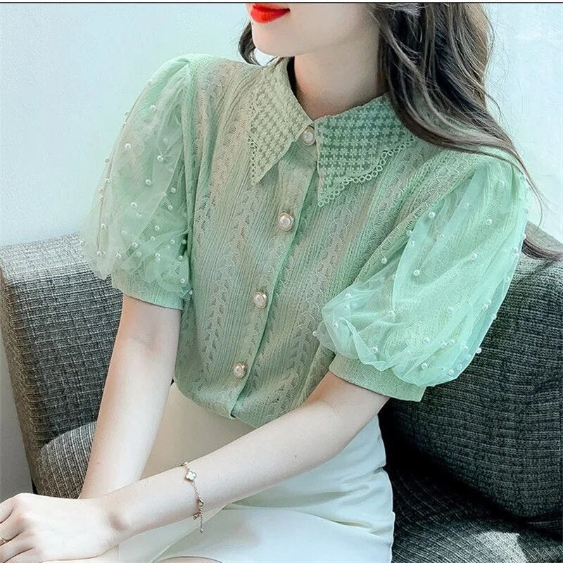 Blusa Encaje Feminina Elegante