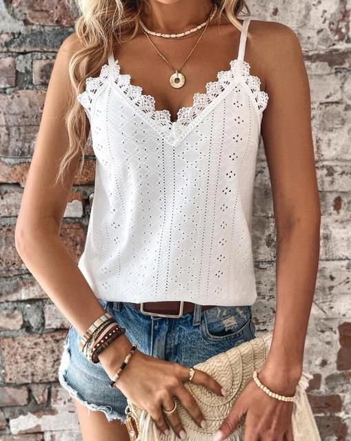 Top de encaje elegante cuello V