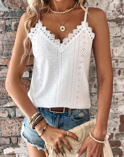 Top de encaje elegante cuello V