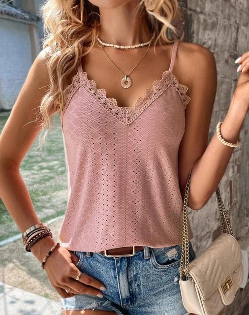 Top de encaje elegante cuello V