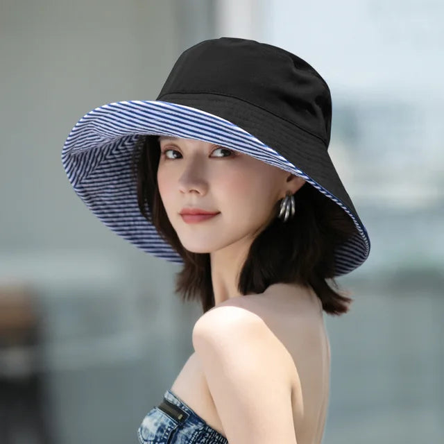 Sombrero de cuadrados a rayas reversible mujer - Vestiria