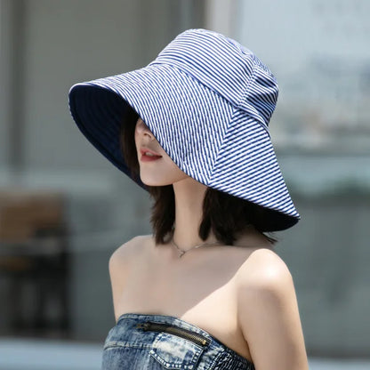 Sombrero de cuadrados a rayas reversible mujer