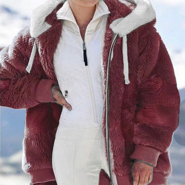 Chaqueta Felpa Grande Capucha Mujer