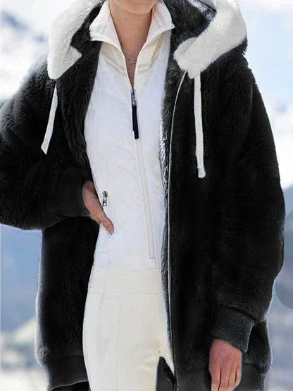 Chaqueta Felpa Grande Capucha Mujer