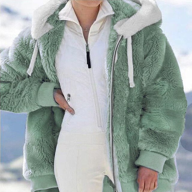 Chaqueta Felpa Grande Capucha Mujer