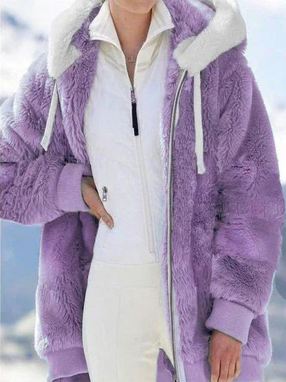 Chaqueta Felpa Grande Capucha Mujer