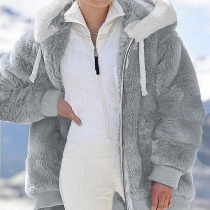 Chaqueta Felpa Grande Capucha Mujer