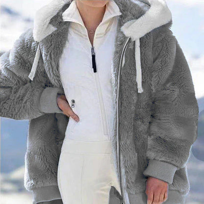 Chaqueta Felpa Grande Capucha Mujer