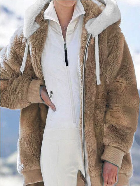 Chaqueta Felpa Grande Capucha Mujer