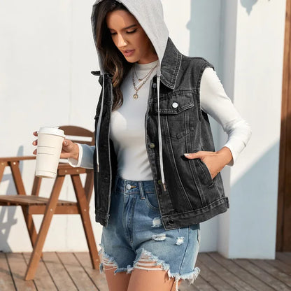 Chaquetilla de denim ajustada mujer