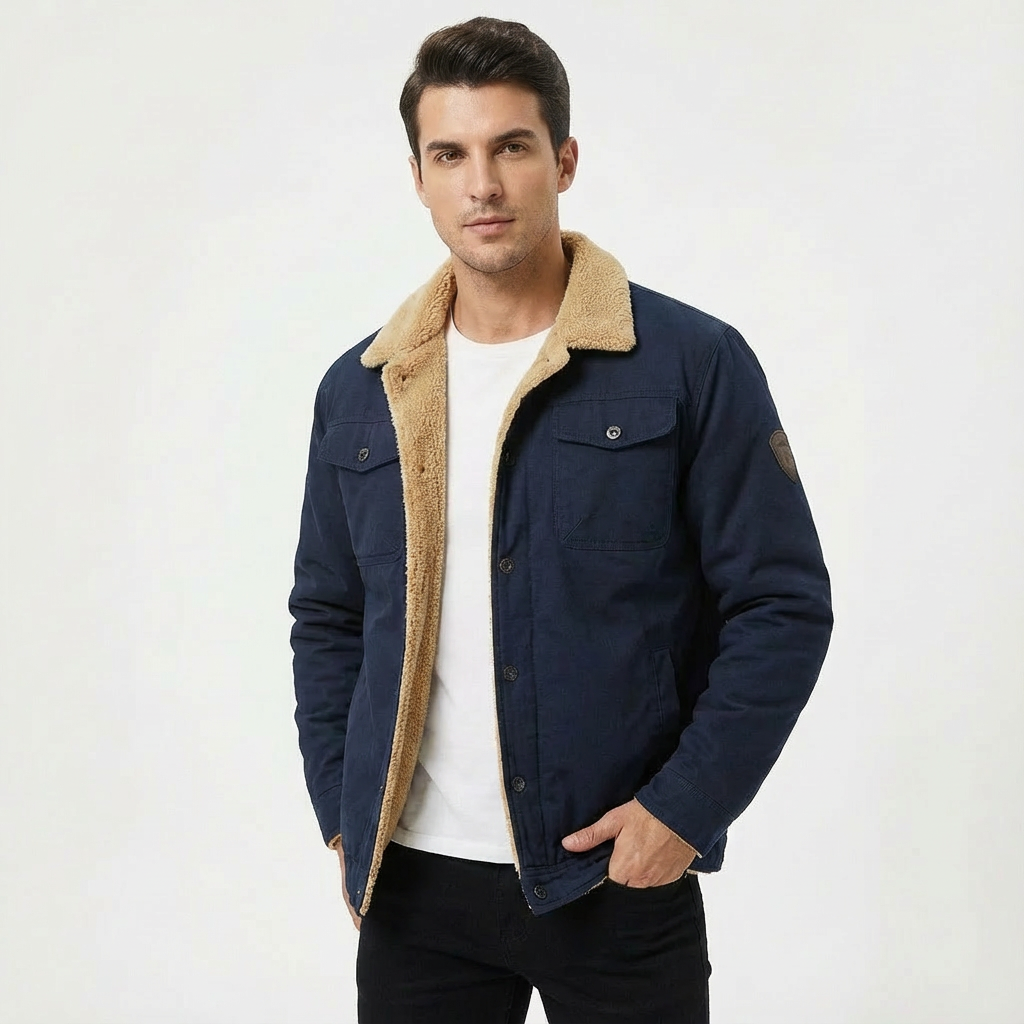 Chaqueta Hombre Abrigo Invernal Cuello Piel