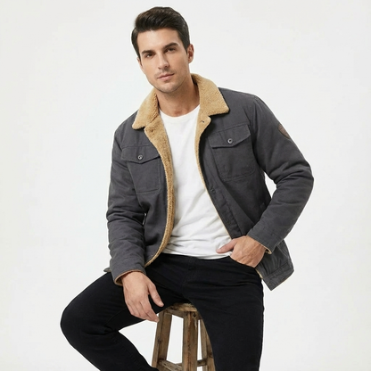 Chaqueta Hombre Abrigo Invernal Cuello Piel