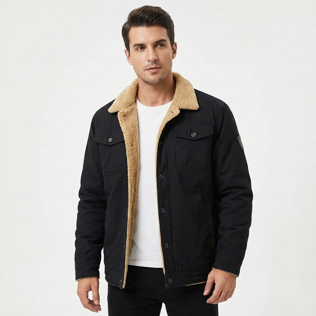 Chaqueta Hombre Abrigo Invernal Cuello Piel - Clara Moda